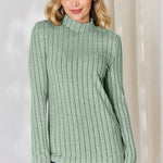 Basic Bae Full Size Ribbed Mock Neck Long Sleeve T-Shirt