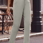 Ankle-Length Straight Leg Pants with Pockets