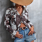 Printed Button Down Long Sleeve Shirt