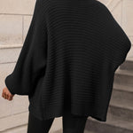 Button Down Horizontal-Ribbing Longline Cardigan