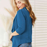 Ninexis Open Front 3/4 Sleeve Full Size Cardigan