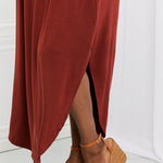 Zenana It's My Time Full Size Side Scoop Scrunch Skirt in Dark Rust