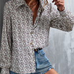 Printed Button Down Long Sleeve Shirt