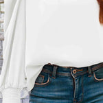 Mock Neck Puff Sleeve Blouse