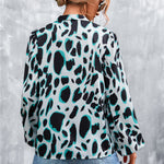 Printed Tie Neck Puff Sleeve Blouse