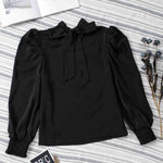 Mock Neck Puff Sleeve Blouse