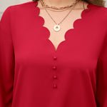 V-Neck Long Sleeve Blouse