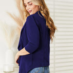 Ninexis Open Front 3/4 Sleeve Full Size Cardigan