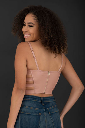 Ready to Go Faux Leather Strappy Bustier Crop Top