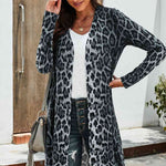 Double Take Printed Open Front Longline Cardigan