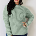 Basic Bae Full Size Ribbed Mock Neck Long Sleeve T-Shirt