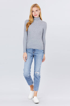 Turtle Neck Viscose Rib Sweater