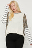 Plus Size Cheetah Print  Long Sleeve Top