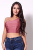 Sleeveless One Shoulder Bustier Crop Top