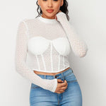 Sexy Mesh Mock Neck Top