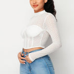 Sexy Mesh Mock Neck Top