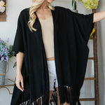 Draped Poncho Cardigan With String Detail