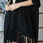 Draped Poncho Cardigan With String Detail