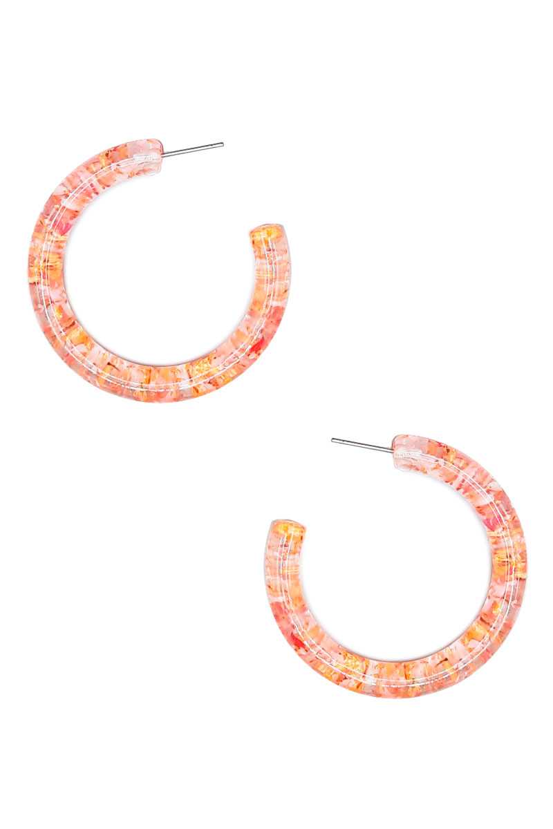 Clear Flower Hoop Earring