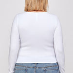 Solid Round Neck Top, With Long Sleeves, And Cut-out Detail