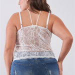 Plus Size Sleeveless Sheer Lace Halter Neck Detail Bustier Top
