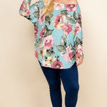 Plus Size Floral Printed Venezia One Shoulder Fashion Top