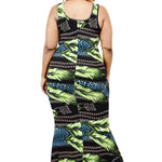Plus Leaf & Chain Print Bodycon Maxi Dress