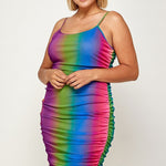 Plus Size Rainbow Ombre Print Cami Dress
