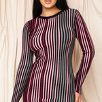 Multi-color Striped Ribbed Dress