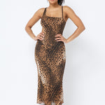 Animal Print Midi Dress With Strap