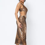 Animal Print Midi Dress With Strap