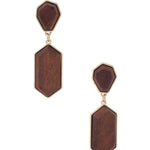 Geometric Wood Post Drop Earring