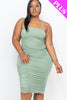 Plus Size Double Ruched Front And Ruched Back Detail Mini Dress