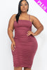 Plus Size Double Ruched Front And Ruched Back Detail Mini Dress