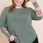 Plus Size Solid Casual Long Sleeves Top