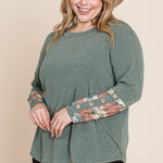 Plus Size Solid Casual Long Sleeves Top