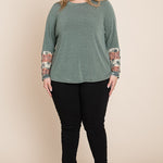 Plus Size Solid Casual Long Sleeves Top