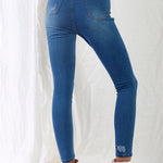 Mid Blue High-waisted With Rips Skinny Denim Jeans