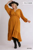 Split Neck Button Front Dolman Sleeve High Low Dress