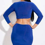 Solid 3/4 Sleeve Ruched Cutout Dress