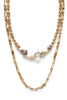 Metal Chain 2 Layered Multi Bead Necklace