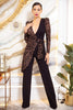 Plunging V Buckle Detail Leopard Jumpsuit