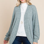 Two Tone Open Front Warm And Cozy Circle Cardigan With Side Pockets