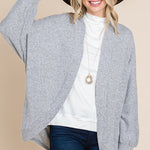 Two Tone Open Front Warm And Cozy Circle Cardigan With Side Pockets