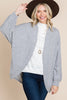 Two Tone Open Front Warm And Cozy Circle Cardigan With Side Pockets