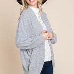 Two Tone Open Front Warm And Cozy Circle Cardigan With Side Pockets