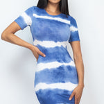 Stripe Tie-dye Printed Midi Dress