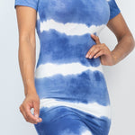 Stripe Tie-dye Printed Midi Dress