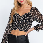 V-neck Floral Print Woven Top