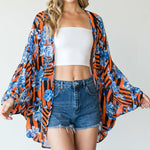 Stripes And Floral Print Lightweight Kimono